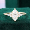 Classic Cluster 1CT Marquise Cut Moissanite Engagement Ring with Six Prong Setting (1)