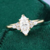 Classic Cluster 1CT Marquise Cut Moissanite Engagement Ring with Six Prong Setting (3)