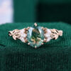 Floral Inspired Oval Cut Moss Agate Engagement Ring With Tulip Accents (4)