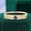 Hexagon Cut Alexandrite Vine Engraved Gender Neutral Wedding Band
