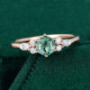 Hexagon Cut Moss Agate Engagement Ring With Moissanite Accents (2)