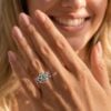 Kite Cut Moss Agate Bridal Ring Set Garden Themed Rose Accented Wedding Ring Set (1)
