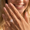 Marquise Cut Moissanite Halo Engagement Ring with Hidden Detail