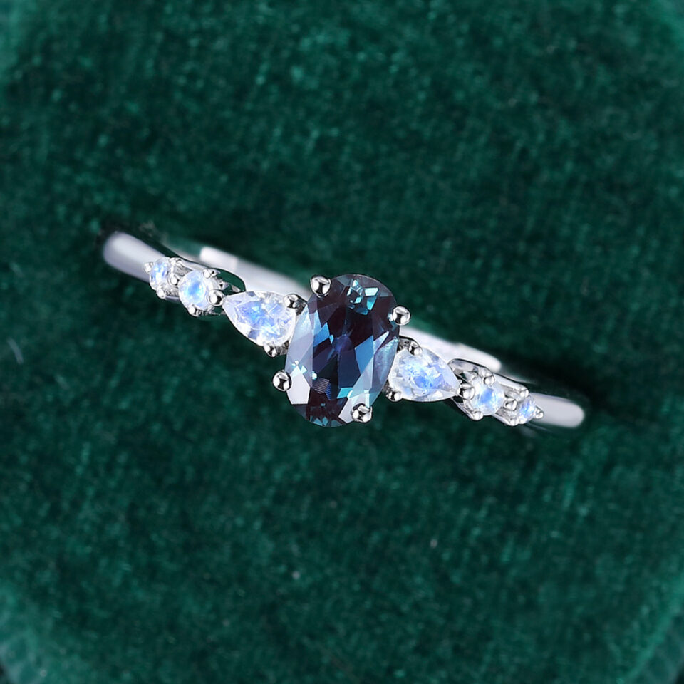 Alexandrite & Moonstone Promise Ring
