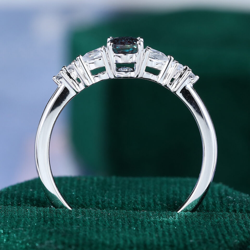 Secure Setting Alexandrite & Moonstone Engagement Ring