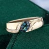 Oval Cut Alexandrite Vine Engraved Gender Neutural Wedding Band (4)