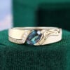 Oval Cut Alexandrite Vine Engraved Wedding Band Engagement Ring for Him
