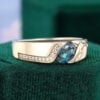 Oval Cut Alexandrite Vine Engraved Gender Neutural Wedding Band (8)