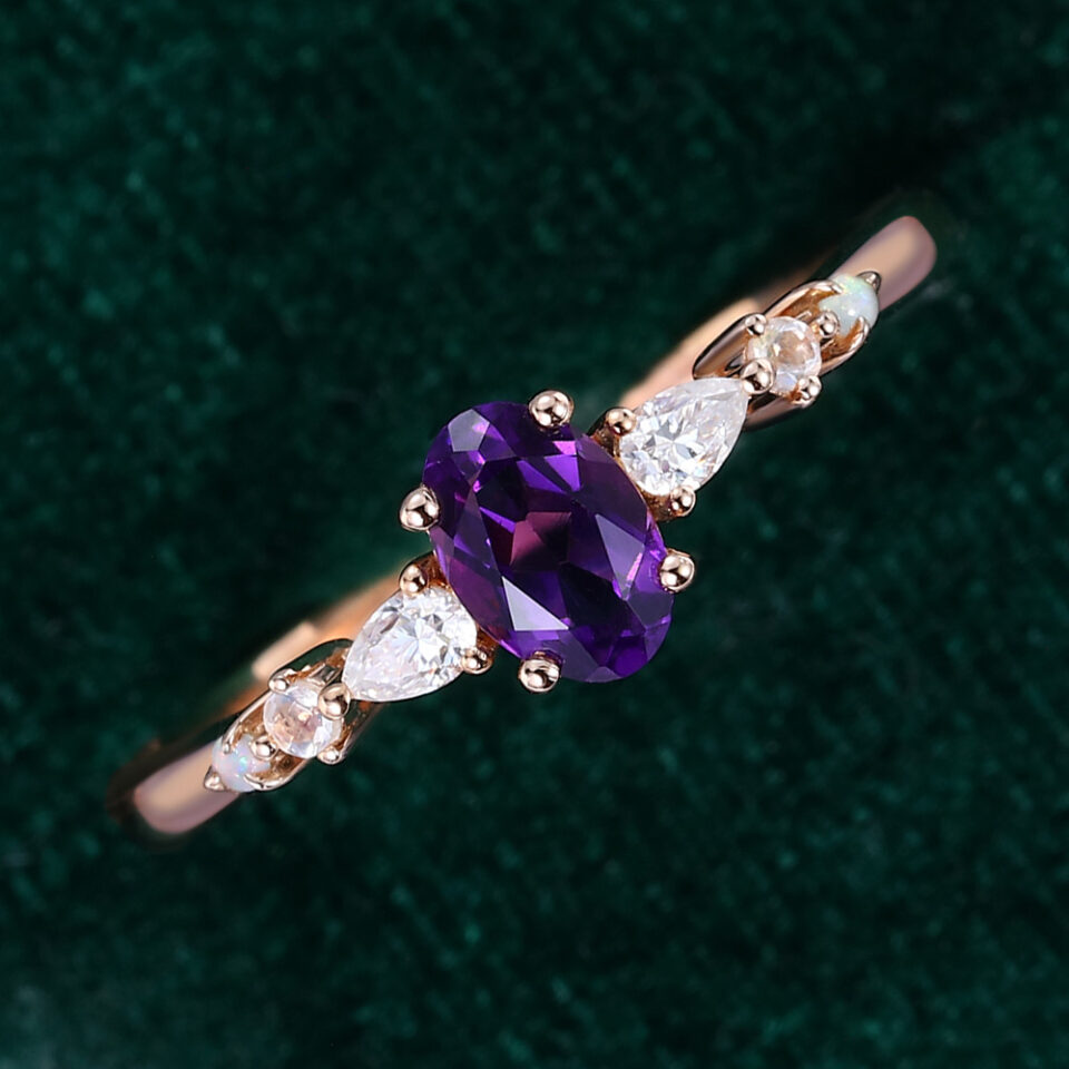 Oval Cut Amethyst Dainty Engagement Ring Unique Promise Ring (5)
