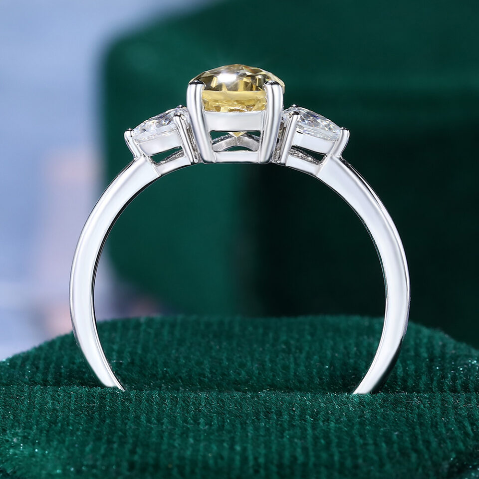 Pear Cut Citrine Engagement Ring Three Stone Promise Ring (3)