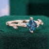 Princess Cut Alexandrite Leaf Engagement Ring With Unique Twisted Shank (2)