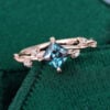 Princess Cut Alexandrite Leaf Engagement Ring With Unique Twisted Shank (4)
