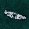 Round Cut Green Blue Sapphire Engagement Ring With Unique Twisted Shank (2)