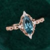 Step Marquise Cut Lab Teal Sapphire Engagement Ring With Vintage Milgrain Band (12)