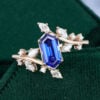 TwigLine Long Hexagon Cut Sapphire Engagement Ring With Unique Bypass Shank (10)