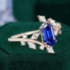 TwigLine Long Hexagon Cut Sapphire Engagement Ring With Unique Bypass Shank (9)