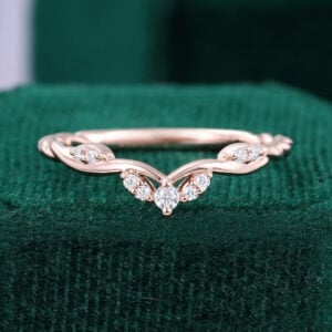 Twisted Design Snowdrift Moissanite Curved Wedding Band For Women