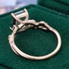 Unique Emerald Cut Moss Agate Leafy Engagement Ring (3)