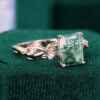 Unique Emerald Cut Moss Agate Leafy Engagement Ring (4)