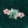 Unique Emerald Cut Moss Agate Leafy Engagement Ring (5)