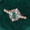 Vintage Inspired Round Cut Moss Agate Engagement Ring With Milgrain Accents (4)