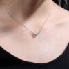 Kite Cut Moss Agate Necklace with Leaf Accent (2)