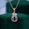 Pear Cut Milgrain Alexandrite Pendant Necklace Fishtail Diamond Accented