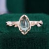 Unik Form - Organic Shaped Green Sapphire Leafwave Ring (1)