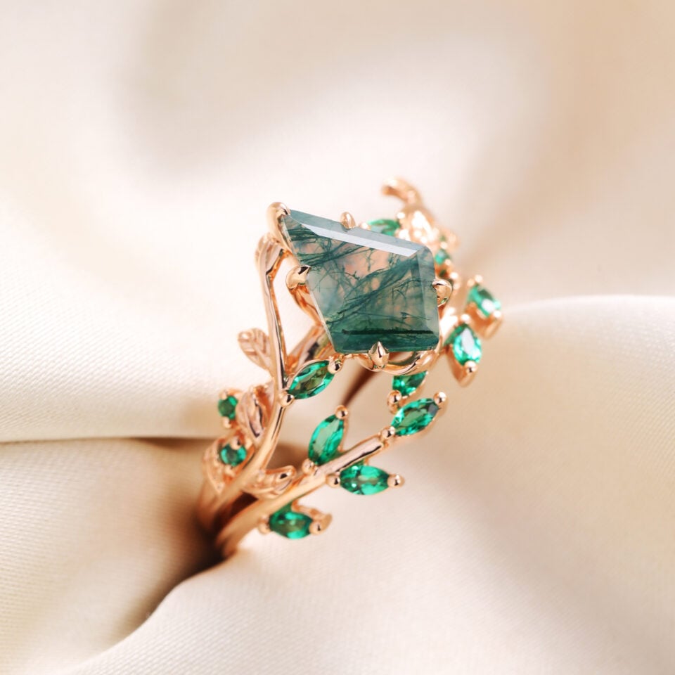 moss agate ring 1343
