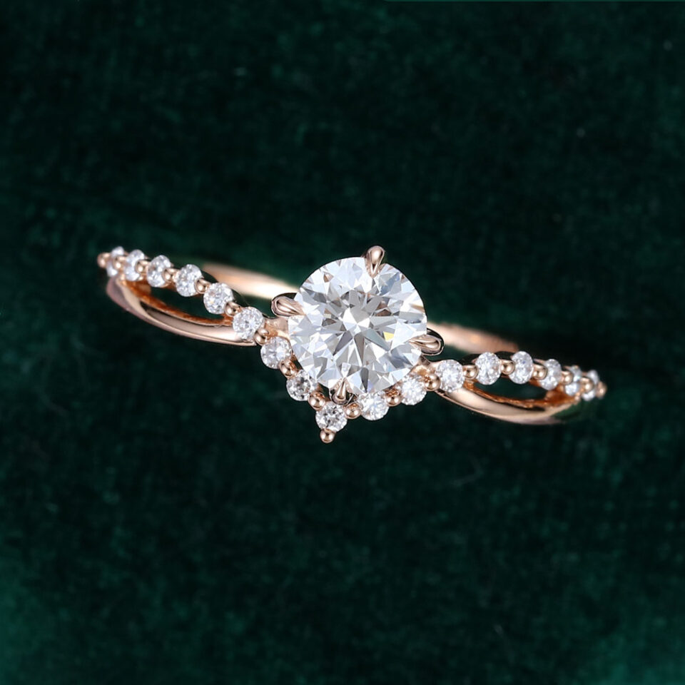 Half Carat Round Cut Lab Diamond Engagement Ring with Split Shank (10)