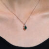 Kite Cut Emerald Leaf Pendant Necklace with Opal Accents Anniversary Gift For Women (3)