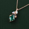Kite Cut Emerald Leaf Pendant Necklace with Opal Accents Anniversary Gifts For Women (3)