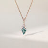 Kite Cut Moss Agate Pendant Necklace with Moissanite Cluster Accents (1)