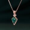 Vintage Kite Cut Emerald Milgrain Pendant Necklace May Birthstone Gift (3)