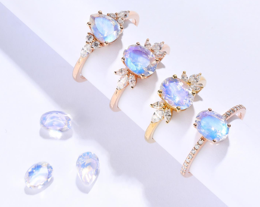 Moonstone ring in a quiet luxury style