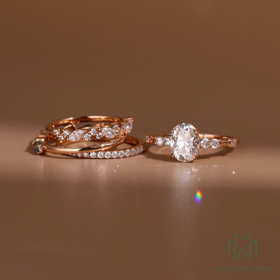 Rose gold moissanite engagement rings