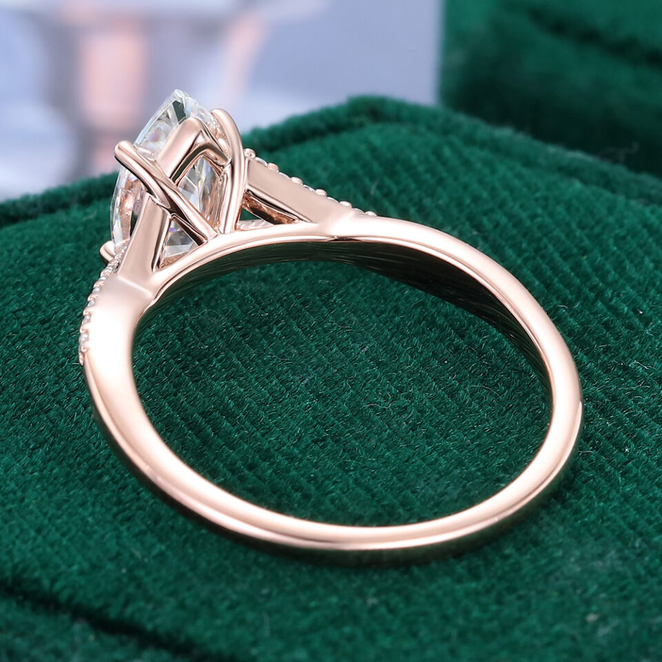 1CT Marquise Cut Moissanite Engagement Ring With Helix Pavé Crossover Shank (8)
