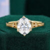 Antique Oval Cut Moissanite Engagement Ring with Vintage Filigree Band