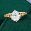 Antique oval cut moissanite engagement ring with vintage filigree band