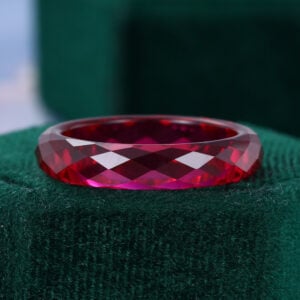 4mm Briolette Cut Solid Ruby Ring Gender Neutral Wedding Band