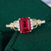 Emerald cut lab ruby infinity pavé engagement ring