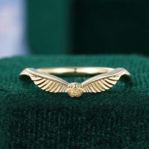 Golden Snitch Curved Wedding Band Winged Orb Ring