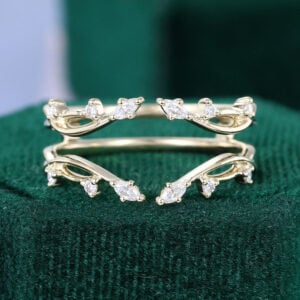 Moissanite Open Enhancer Wedding Band Crossover Shank Stacking Ring