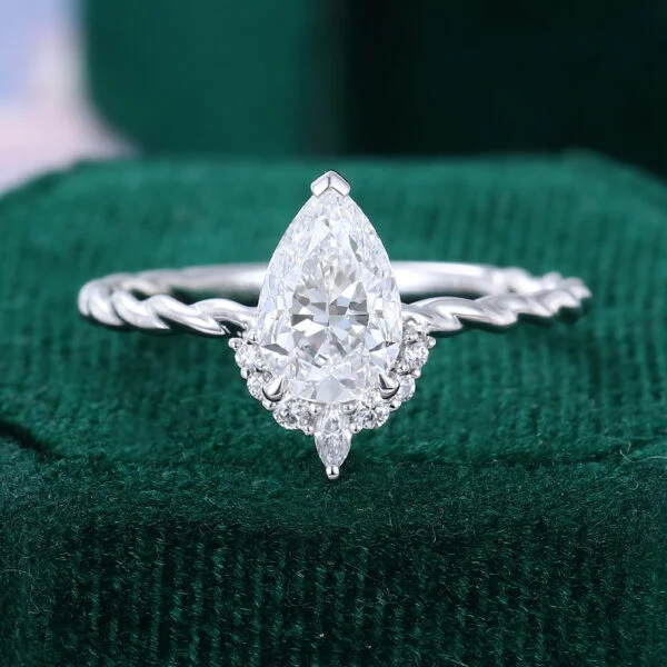 Pear Cut Lab Diamond Engagement Ring with Twisted Band