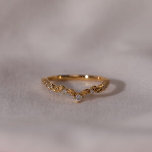 yellow gold curved wedding band