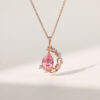 Crescent Vine Pear Cut Pink Sapphire Pendant Necklace (2)