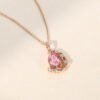 Crescent vine pear cut pink sapphire pendant necklace