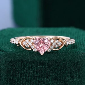 Heart Cut Pink Sapphire Infinity Pavé Promise Ring Dainty Engagement Ring