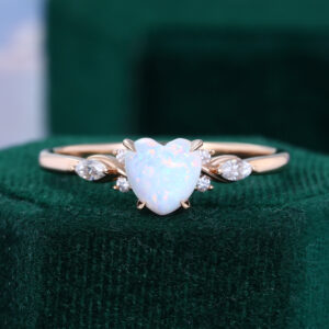Heart Shaped Lab Opal Romantic Promise Ring