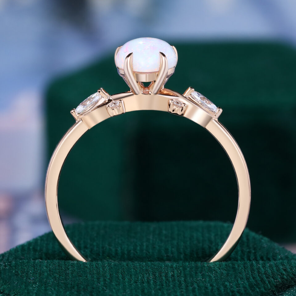 Heart Shaped Opal Art Deco Engagement Ring (2)